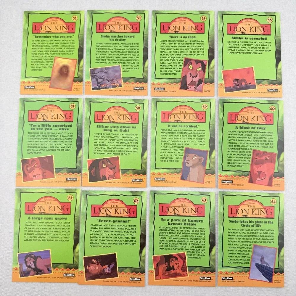Vintage Disney The Lion King 1994 SkyBox Trading Cards SCARY Scenes Set of‎ 12